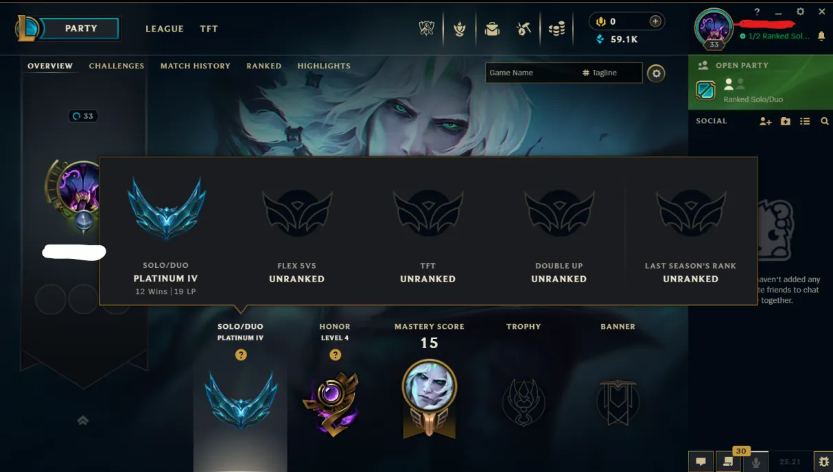 🏆 Middle East · Platinum IV Smurf ⚡ 75% Win Rate 💎 59,100 BE ♦ Full Access ♦ High Quality Account 🚚 Instant Delivery